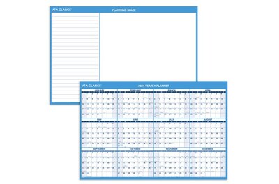 2024 AT-A-GLANCE 48 x 32 Yearly Wet-Erase Wall Calendar, Reversible, Blue (PM300-28-24)