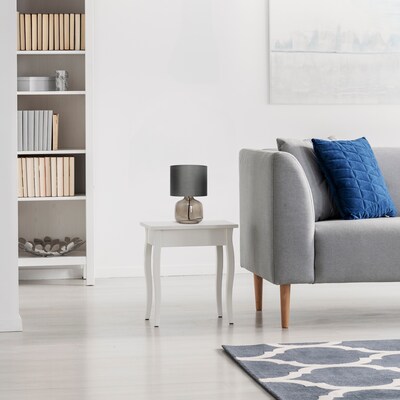Creekwood Home Round Modern Glass 13.75" LED Table Lamp, Smoke/Gray (CWT-1015-SG)