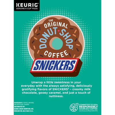 The Original Donut Shop Snickers Coffee Keurig® K-Cup® Pods, Light Roast, 48/Box (5000373541)