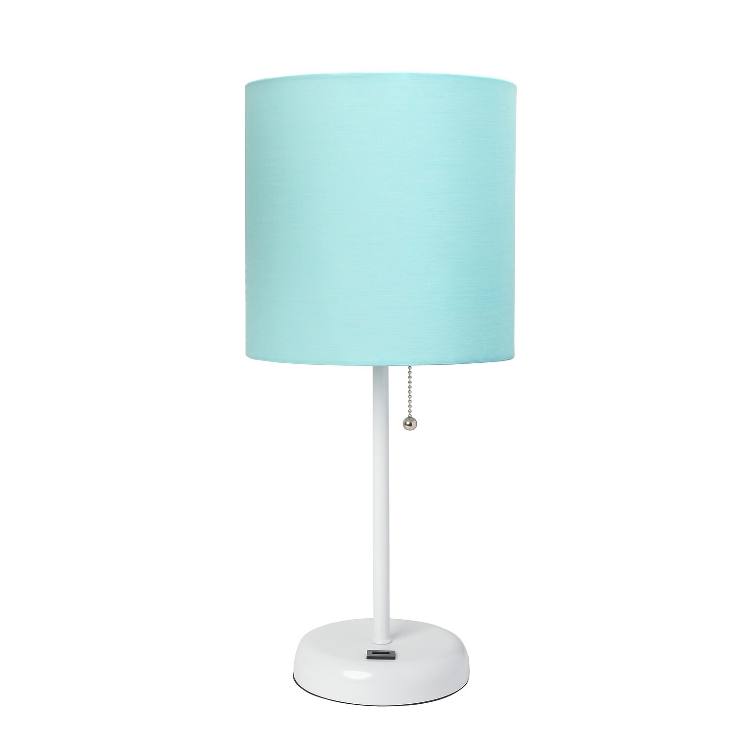 Creekwood Home Oslo 19.5 LED Table Lamp with USB Port, White Base/Aqua Shade (CWT-2011-AW)
