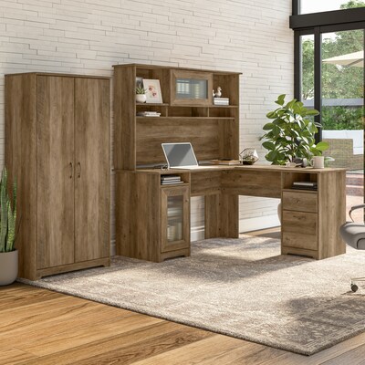 Bush Furniture Cabot 61"H Storage Cabinet with 4 Shelves, Reclaimed Pine (WC31599)