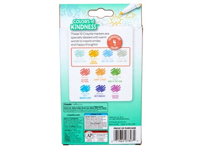 Crayola Colors of Kindness Washable Markers, Fine Point, Assorted Colors, 10/Pack (587807)
