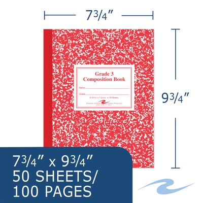 Roaring Spring Paper Products 1-Subject Composition Notebooks, 7.75" x 9.75", Wide Ruled, 50 Sheets, Red (ROA77922)