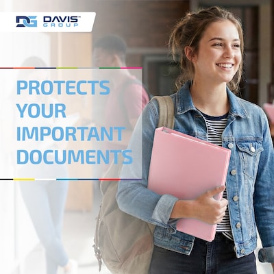 Davis Group Standard View 2" 3-Ring Binders, Assorted Pastel Colors, 4/Pack (7412-88-04)