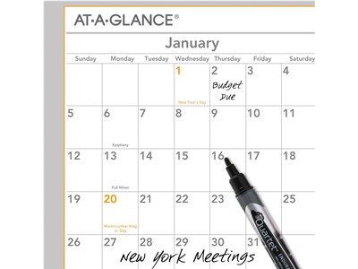 2025 AT-A-GLANCE WallMates 24 x 18 Yearly Dry-Erase Wall Calendar, White/Gray (AW5060-28-25)