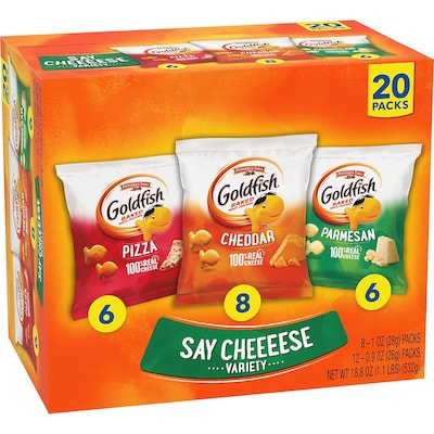 Goldfish Say Cheeeese Cheese Crackers Variety Pack, 18.8 oz., 20 Bags/Box (CAM05136)