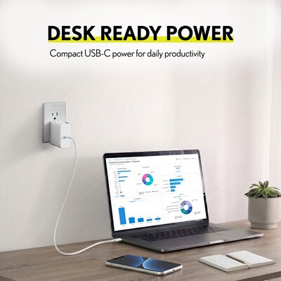 Overtime W49 100W USB-C Fast Wall Charger for Laptops and Phones with GaN 3 Technology, White (OCW49WH)