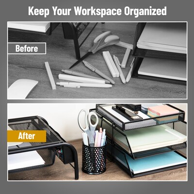 Mind Reader Metal Pen Holder, Black, 3/Set (3MPEN-BLK)