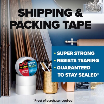 Scotch Heavy Duty Packing Tape, 1.88 x 54.6 yds., Clear, 6/Pack (7750-6)