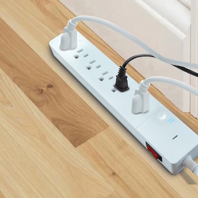 Energizer Connect 6-Outlet Smart Wi-Fi Surge Protector Power Strip, 3 ft., 1,200-Joules, White (EIS3-1004-WHT)