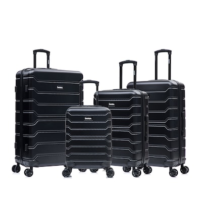 InUSA Trend 4-Piece Hardside Spinner Luggage Set, TSA Checkpoint Friendly, Black (IUTRESMLXL-BLK)