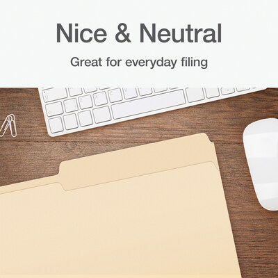 Pendaflex Heavy Duty File Folder, 1-Tab, Assorted, Legal Size, Manila, 100/Box (1007052)