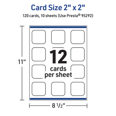 Avery Integrated Cards, 2" x 2", Glossy White, 120/Pack (95292)