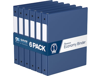 Davis Group Premium Economy 1 3-Ring Non-View Binders, Royal Blue, 6/Pack (2311-92-06)