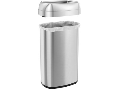HLS Commercial Stainless Steel Trash Can with Open Lid, 16-Gallon, Silver (HLS16STV)