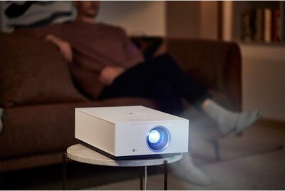 LG CineBeam HDMI/USB Portable DLP Home Theater Projector, White (HU710PW)