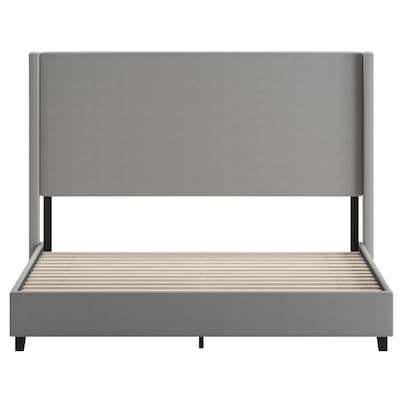 Flash Furniture Quinn Gray Upholstered Platform Bed with Headboard, King (YK1077GYK)