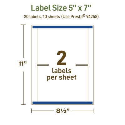 Avery Dissolvable Rectangle Multipurpose Labels, 5" x 7", Off-white, 20/Pack (94258)