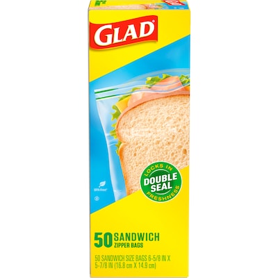 Glad Zipper Sandwich Bags, 50 Bags/Box (57263)