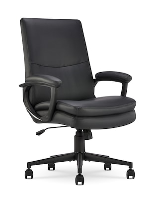 Serta Comfort Modern Ergonomic Bonded Leather Swivel Executive Chair, Black (CHR10132A)