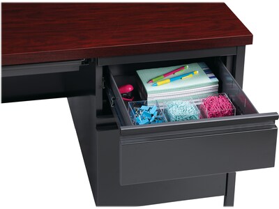 Hirsh 48"W Single-Pedestal Desk, Charcoal/Mahogany (20093)