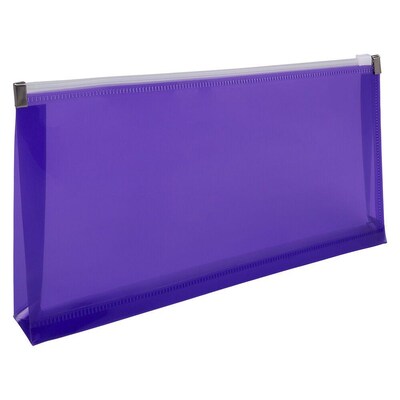 JAM Paper Premium Plastic Expanding Wallet with Zipper Closure, 5 x 10, Purple, 3/Pack (921Z1PUX3)