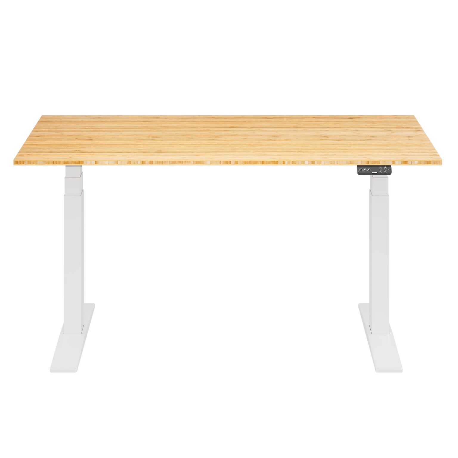 FlexiSpot E7COMMERCIAL 60W Electric Height Adjustable Standing Desk, Bamboo/White (E7WCOM6030-LBZB)