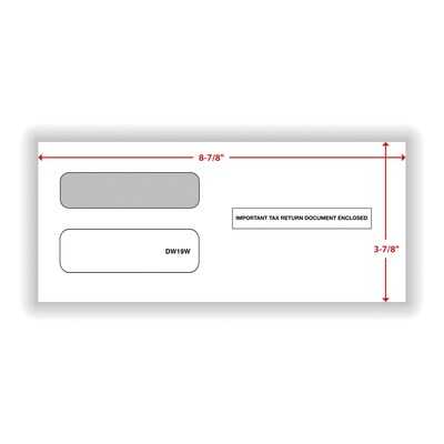 ComplyRight Moistenable Glue Security Tinted Double-Window Tax Envelopes, 3 7/8 x 8 3/8, 50/Pack (