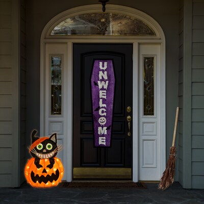 National Tree Company 23 Pre-Lit Pumpkin and Black Cat (MZ17-HS21B23-1)