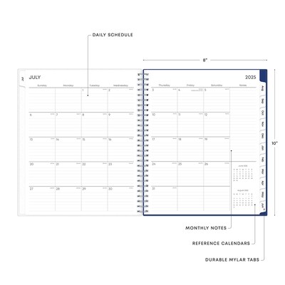 2025-2026 Blue Sky Chanson 8" x 10" Academic Year Monthly Planner, Plastic Cover, Multicolored (128693-A26)