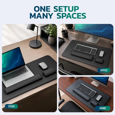 Purely MP47 3-Piece Desk Pad Set with Ergonomic Keyboard and Mouse Wrist Rests, Black (PCCMP47BK)