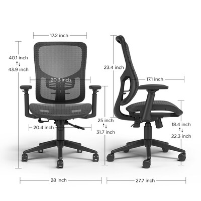 Staples Kroy Ergonomic Mesh Swivel Task Chair, Black (UN59456)