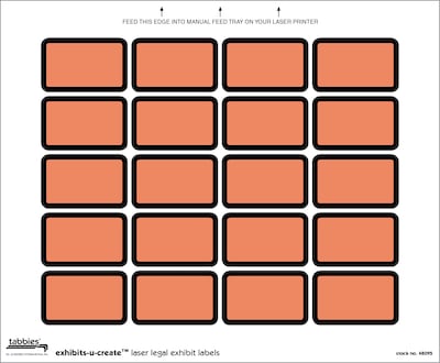 Tabbies Exhibits-U-Create Labels, Blank, 1 X 1 5/8, Orange, 240/Pack (48095)