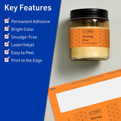 Avery Rectangle Multipurpose Labels, 2.5 x 7, Bright Orange, 60/Pack (94247)