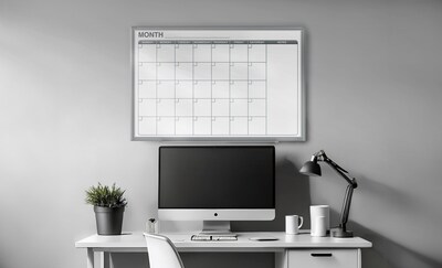 Ghent Calendar Whiteboard with Aluminum Frame, 1 Month Calendar, Magnetic, 3H x 4W (GRPM331M-34)