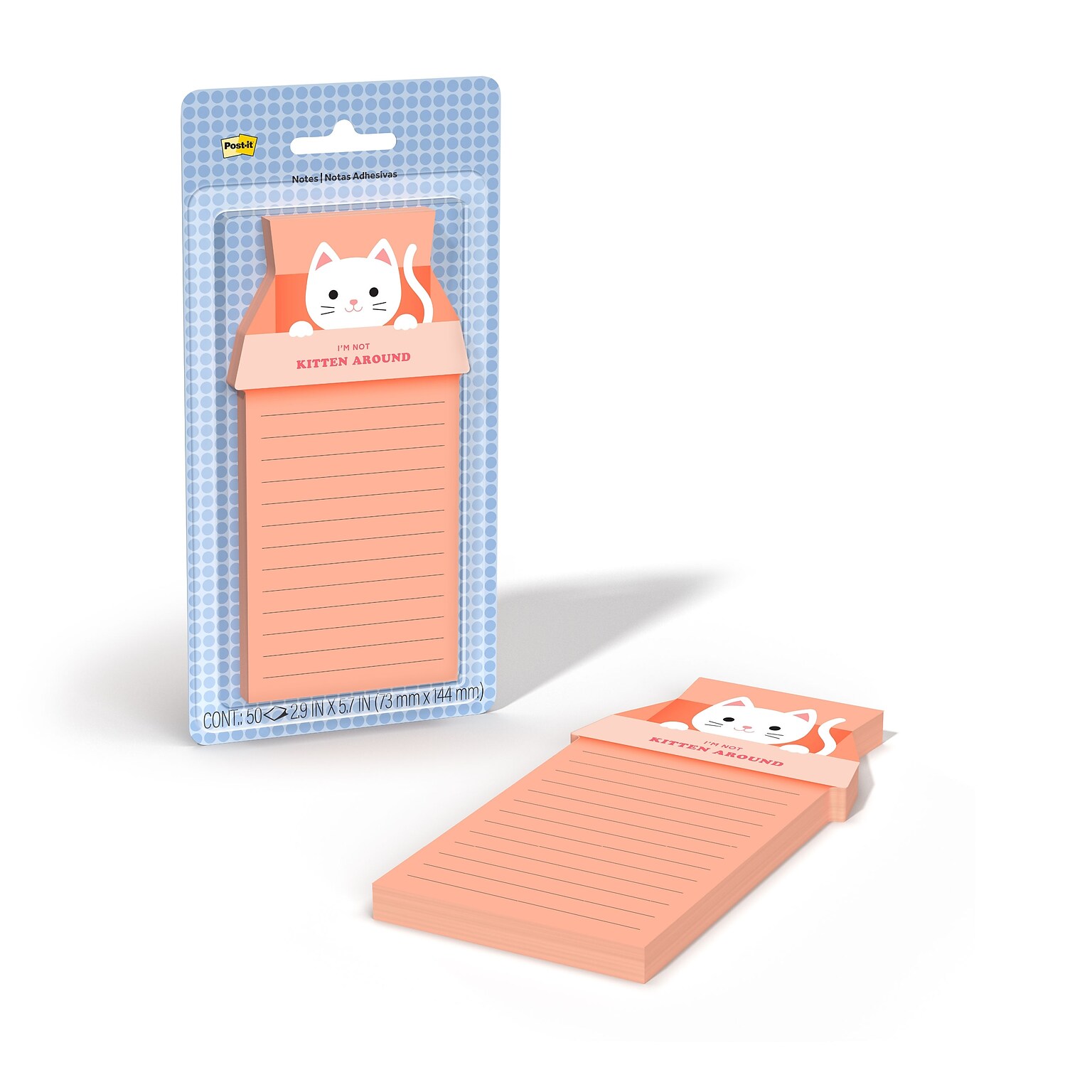 Post-it Cute Cat List Sticky Notes, 2.9 x 5.7, 50 Sheets/Pad (PET-DC-4)