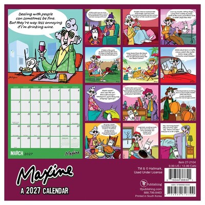 2027 TF Publishing Maxine 7" x 7" Monthly Wall Calendar, Multicolored (27-2104)