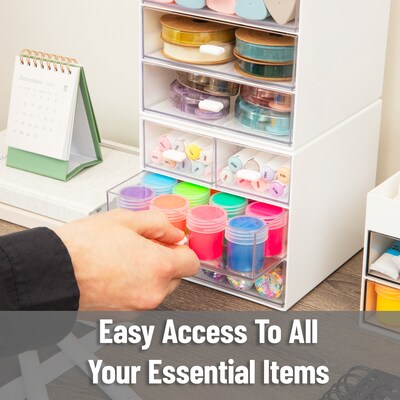 Mind Reader 7-Compartment Plastic Desk Organizer, White, 2/Set (MSORG-WHT)