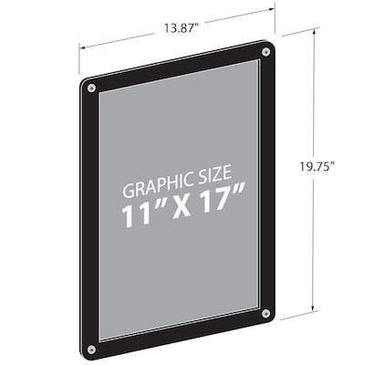 Azar Poster Holder, Window-Hanging, Vertical/Horizontal, Side Loading, Black Plastic (106698-BLK)