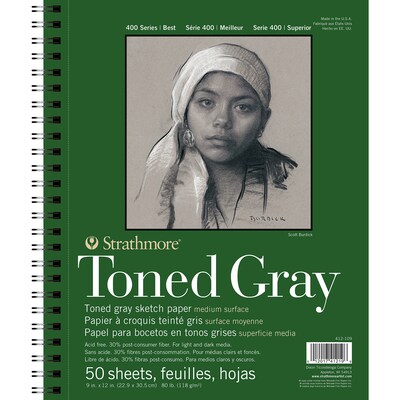 Strathmore 400 Series 9 x 12 Wire Bound Sketch Pad, 50 Sheets/Pad, 3/Bundle (STTP41210903-3)