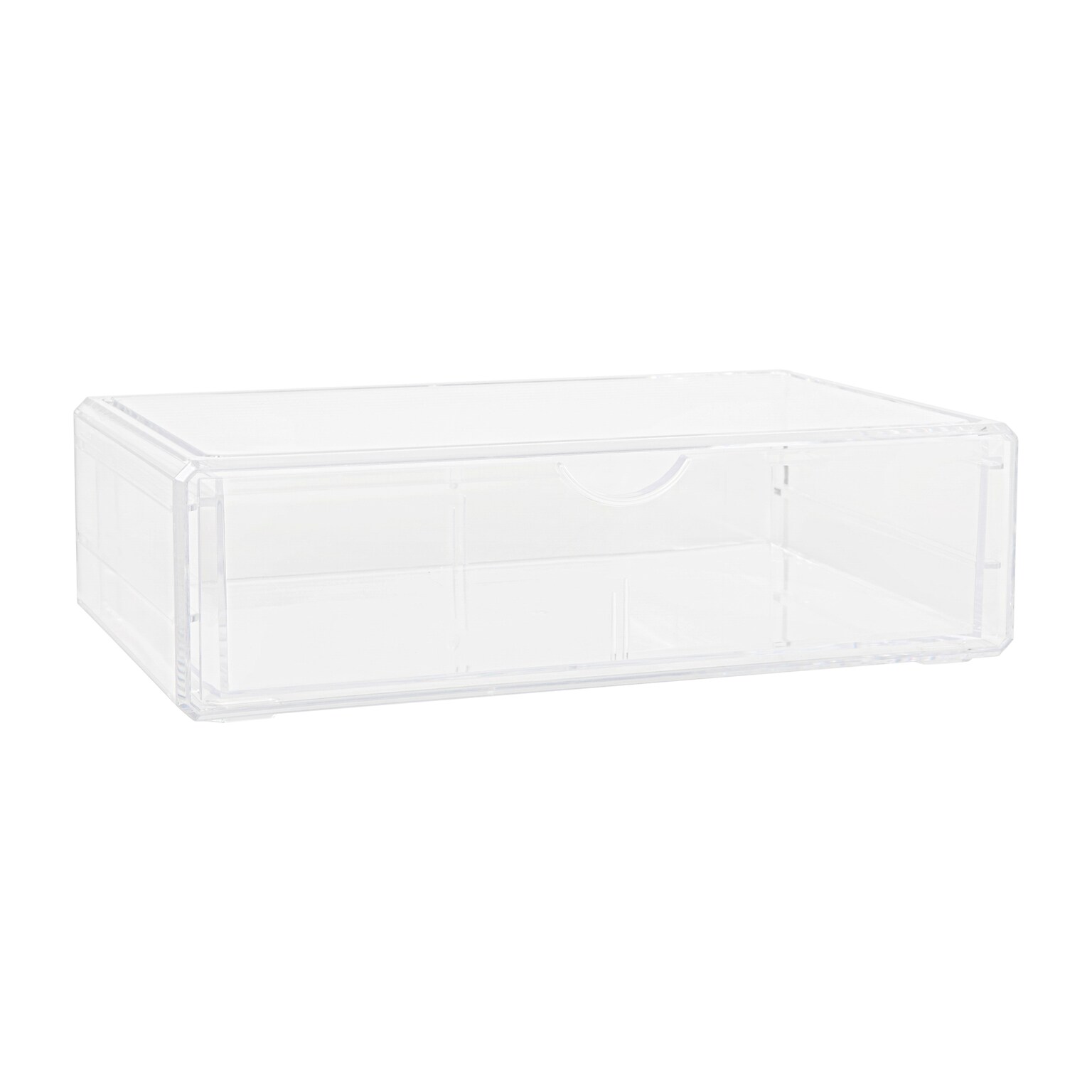 Martha Stewart Brody Plastic Stackable Office Desktop Organizer with Drawer, Clear (BEPB9500CLR)