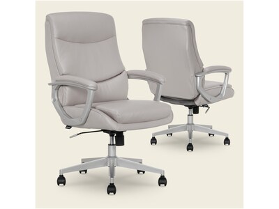 Thomasville Furniture Josephine Ergonomic Bonded Leather Swivel Manager Chair, Gray (60071-LGRY)
