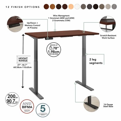 Bush Business Furniture Move 60 Series 27''-47'' Adjustable Standing Desk, Harvest Cherry (M6S4830CSBK)