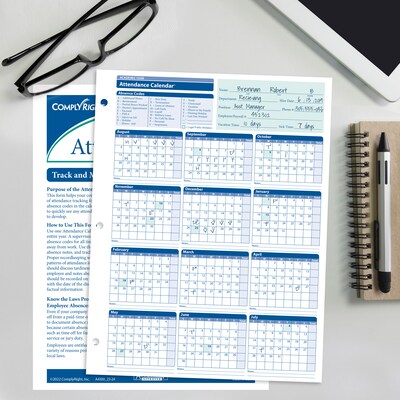 ComplyRight 2026-2027 Academic Year Attendance Calendar Cards, 50/Pack (A43005015)