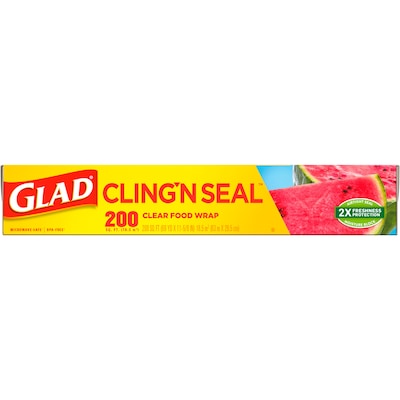 Glad Cling ‘N Seal Plastic Food Wrap, 200 Square Foot Roll, 12/Carton (00020)