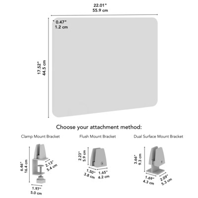Bush Business Furniture Fabric Privacy Panel, 17.5"H x 22"W, Cool Charcoal (PSP122CL-03)