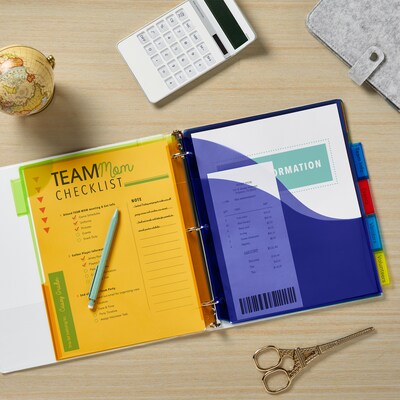 Avery Big Tab 3 Pocket Insertable Plastic Dividers, 5-Tab, Multicolor (11273)