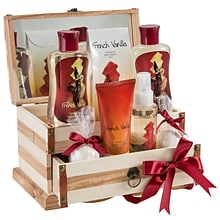 Freida and Joe French Vanilla Fragrance Spa & Skin Care Gift Set in a Wooden Jewelry Box (FJ-241)