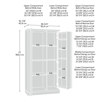 Sauder Merton Hall 71H Storage Cabinet with 6 Shelves, White (443671)