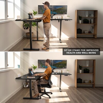 Mount-It! XL 75"W Electric Corner Adjustable Standing Desk, Black (MI-15024)